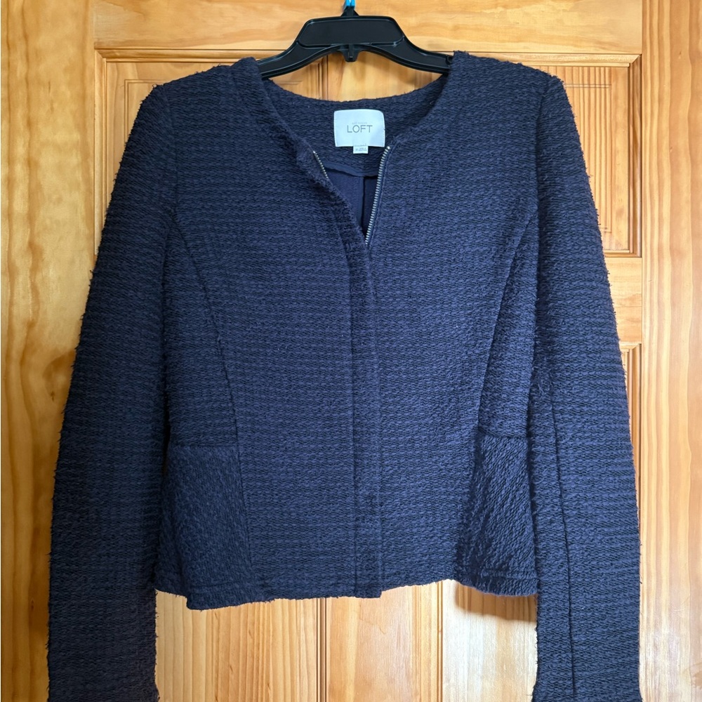 LOFT Midnight Blue Textured Jacket